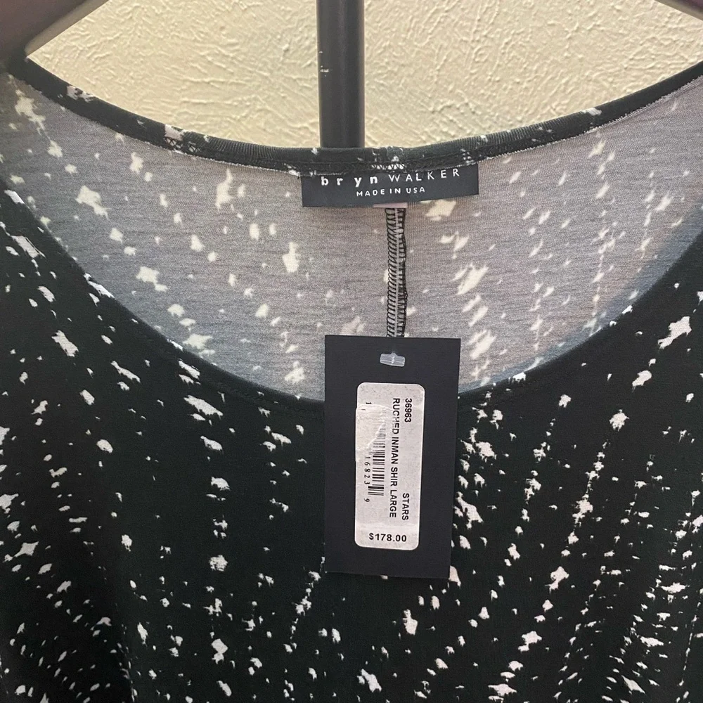 NWOT Bryn Walker Ruched Inman Tunic Top Black Stars Size 1X - Picture 4 of 4